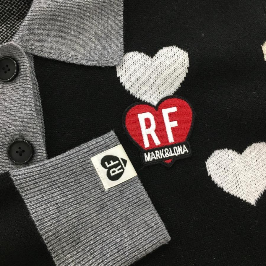 美品】マークアンドロナ MARK&LONA モックネック ハート柄 ブラック