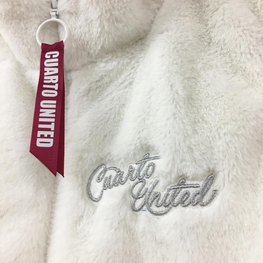 訳あり CUARTO UNITED ボアパーカー ゴルフウェア アウトドア Cuarto UNITED（クアルトユナイテッド） ボアジップベスト 白×シルバー