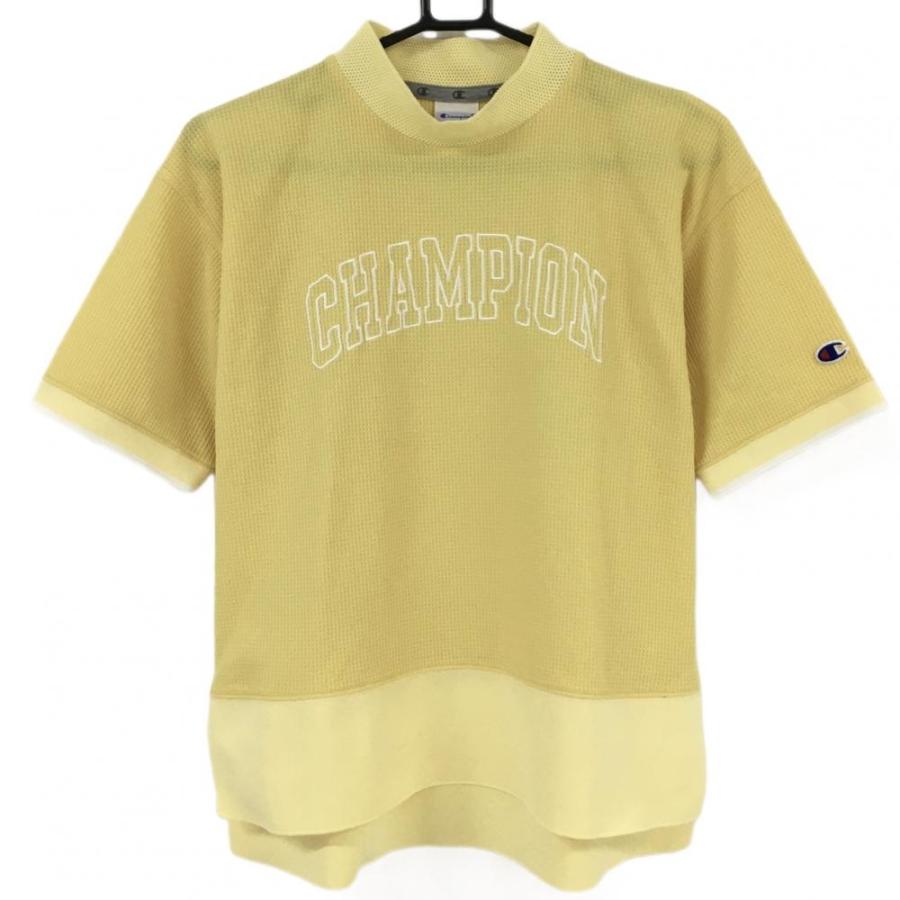 Champion チャンピオン 半袖ハイネックシャツ イエロー×白 Champion チャンピオン 半袖ハイネックシャツ イエロー×白