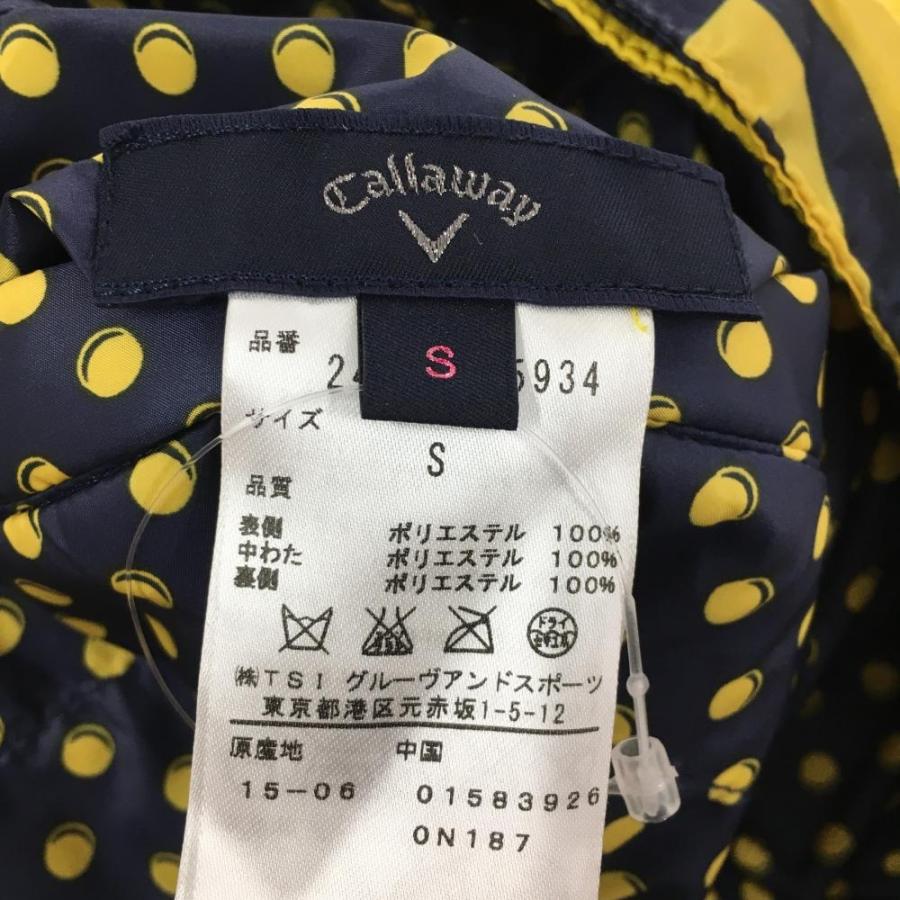 キャロウェイ 中綿リバーシブルスカート 白×ネイビー ドット柄