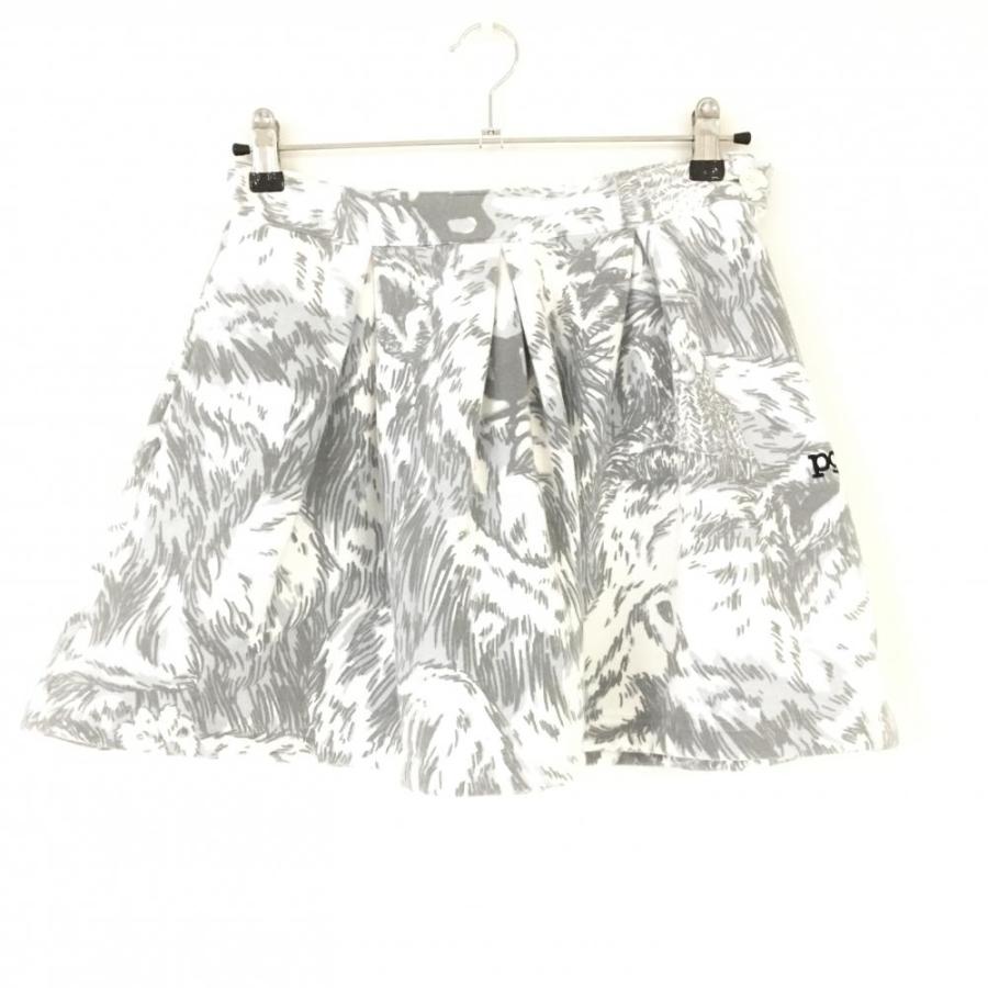 PEARLY GATES（パーリーゲイツ） フレアスカート 白×グレー 総柄 裏