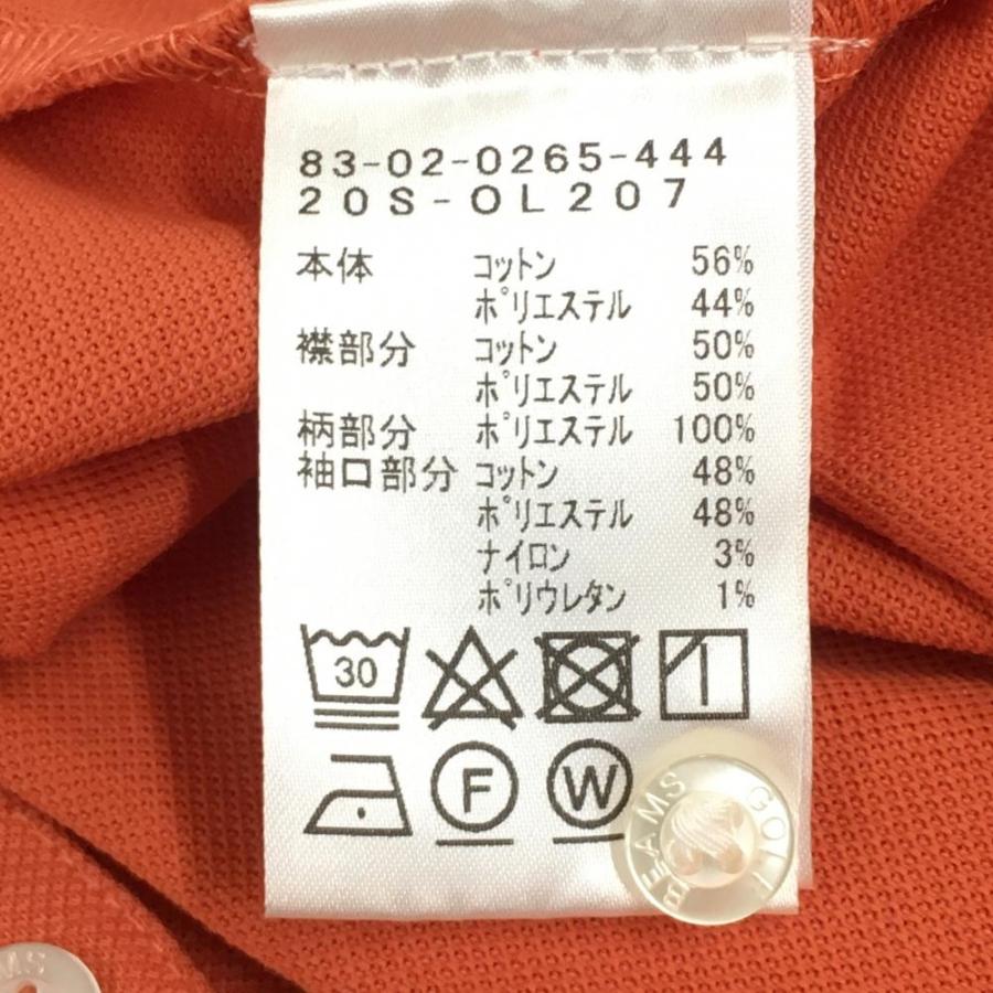 BEAMS ビームスゴルフ 半袖ポロシャツ オレンジ×ネイビー 前立て襟裏花 