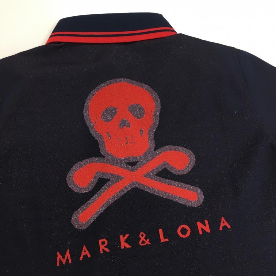 MARK&LONA（マークアンドロナ） 半袖ポロシャツ ネイビー×レッド ラメ