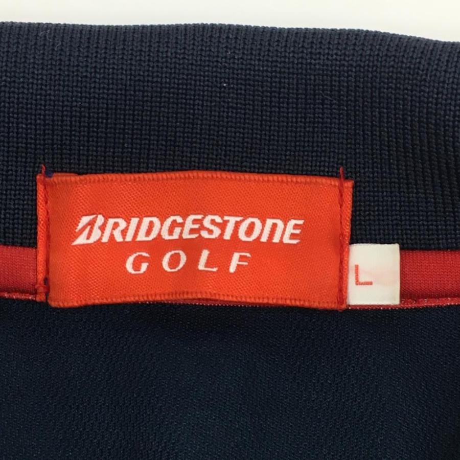 BRIDGESTONE GOLF ブリヂストン 半袖ポロシャツ ネイビー×レッド 袖