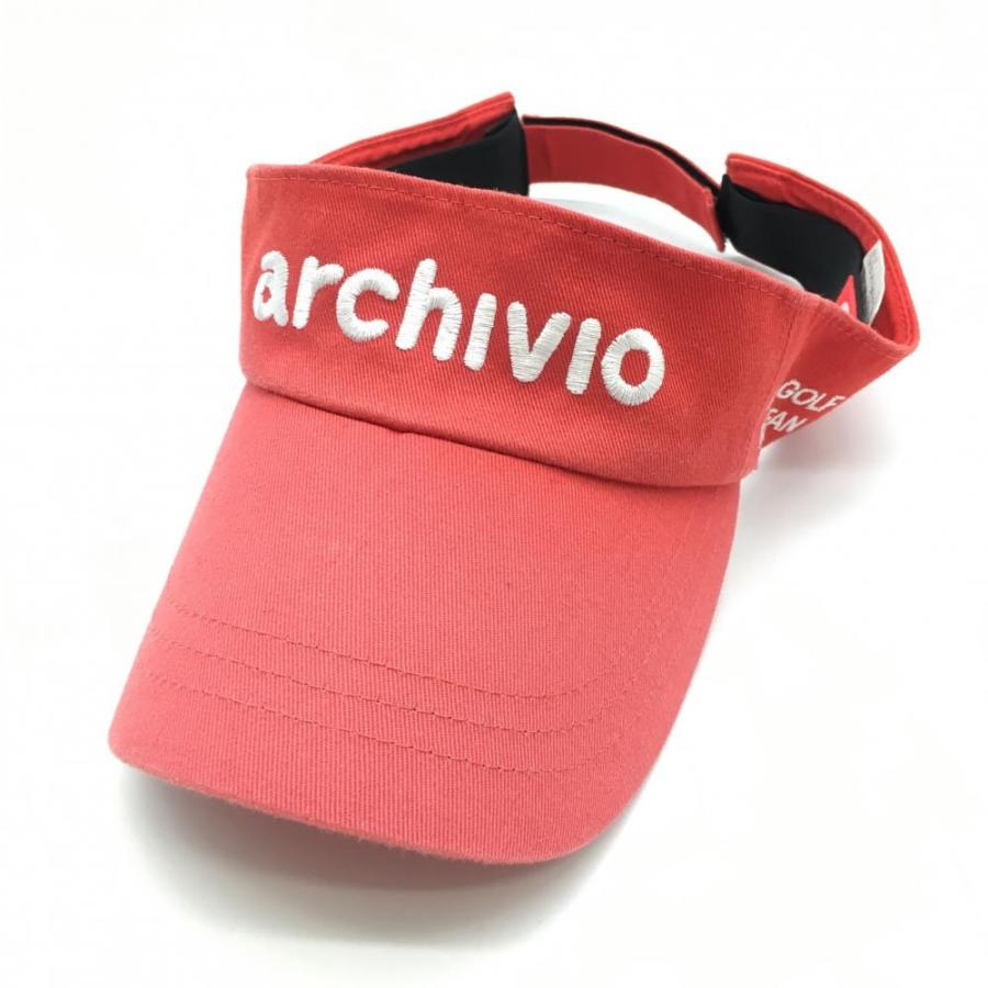 アルチビオ　サンバイザー　赤 archivio（アルチビオ） サンバイザー レッド×白 ロゴ刺しゅう