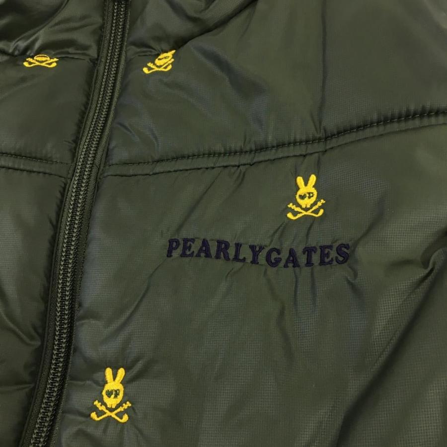 PEARLY GATES（パーリーゲイツ） 中綿ベスト カーキ×イエロー スカル