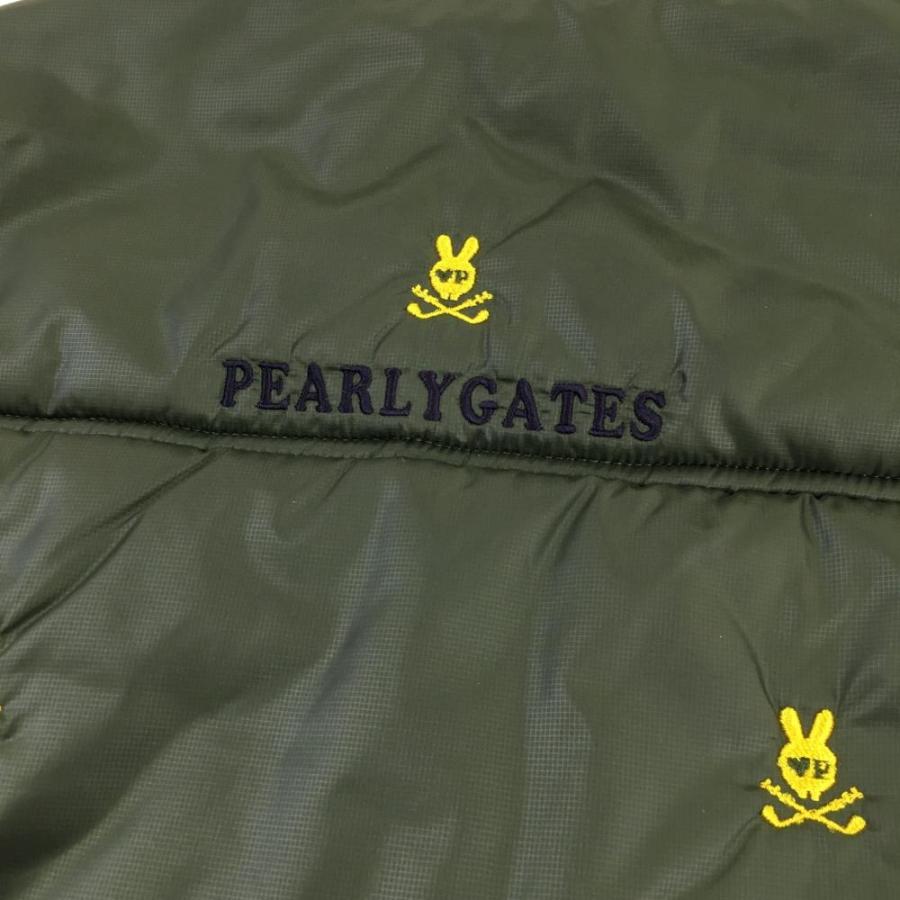 PEARLY GATES（パーリーゲイツ） 中綿ベスト カーキ×イエロー スカル