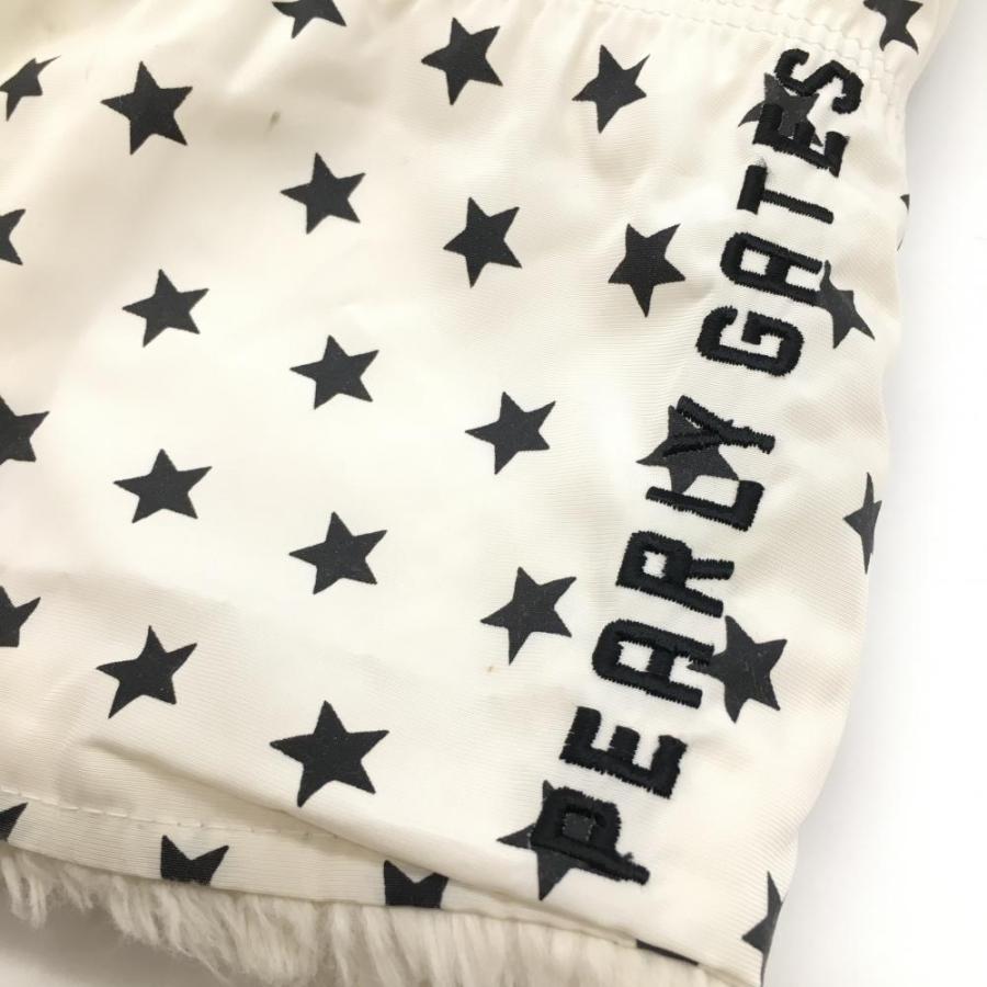 パーリーゲイツ レッグウォーマー 白×黒 星柄 内側ファー レディース