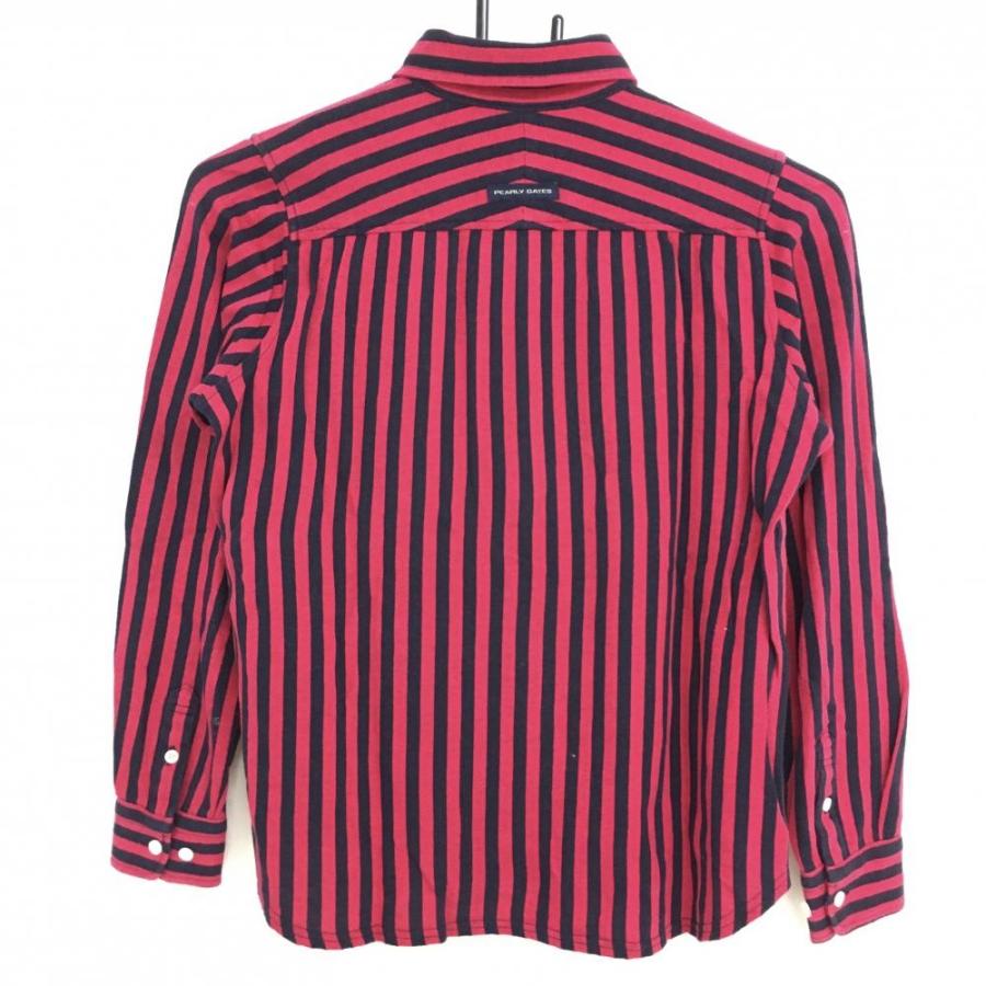 PEARLY GATES（パーリーゲイツ） 長袖シャツ ピンクレッド×ネイビー