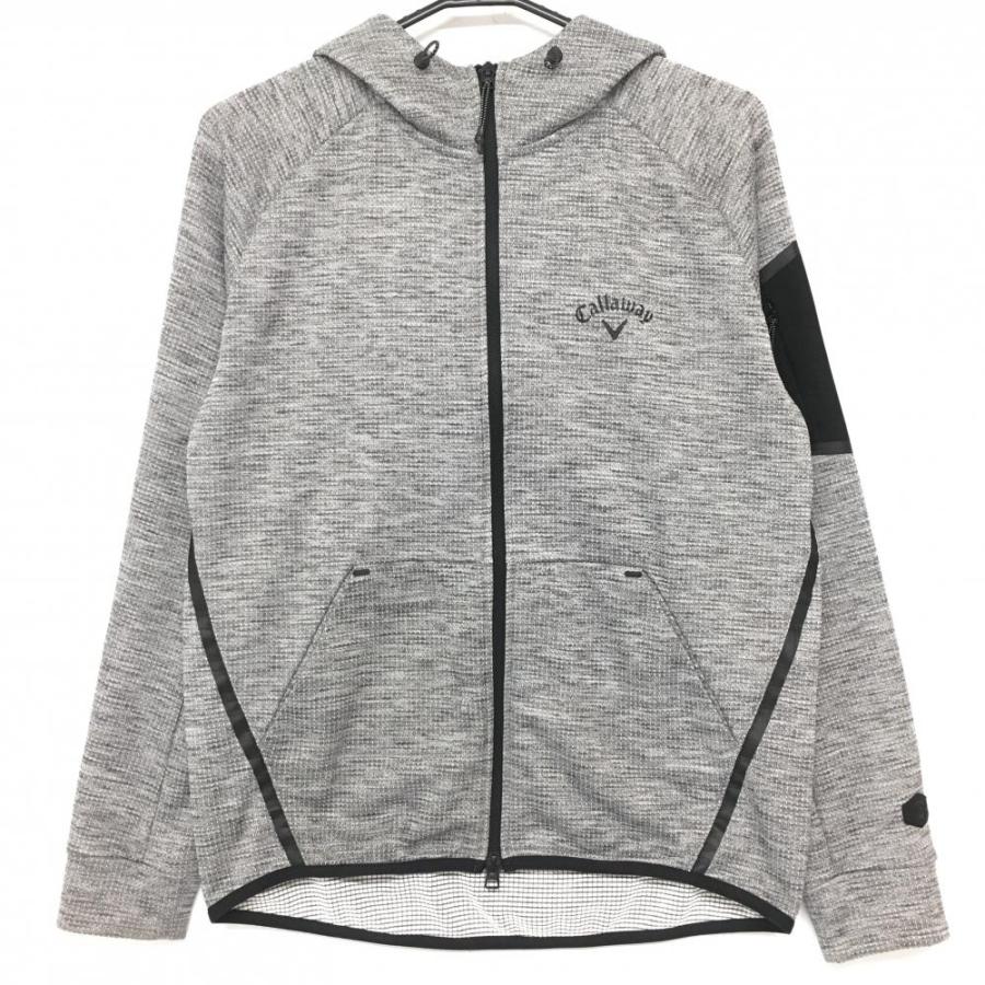 Callaway フード付きジャケット M 黒 Callaway（キャロウェイ） ジップパーカー 杢ライトグレー×黒 袖