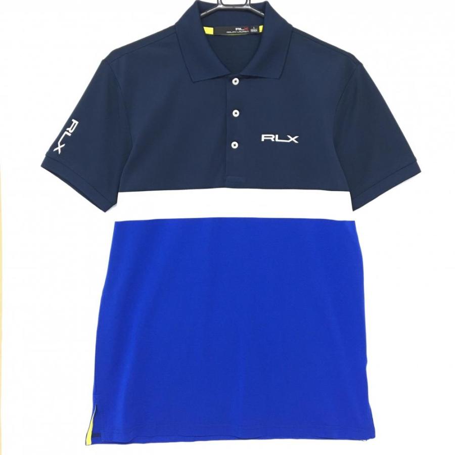 RLX ラルフローレン 半袖ポロシャツ ネイビー×ブルー 3トーンカラー