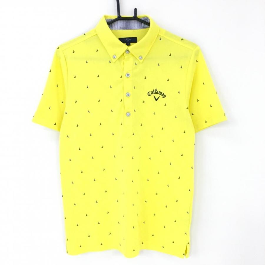CALLAWAY キャロウェイ 半袖 ポロシャツ イエロー 総柄 LLサイズ Callaway キャロウェイ 半袖ポロシャツ イエロー×ネイビー