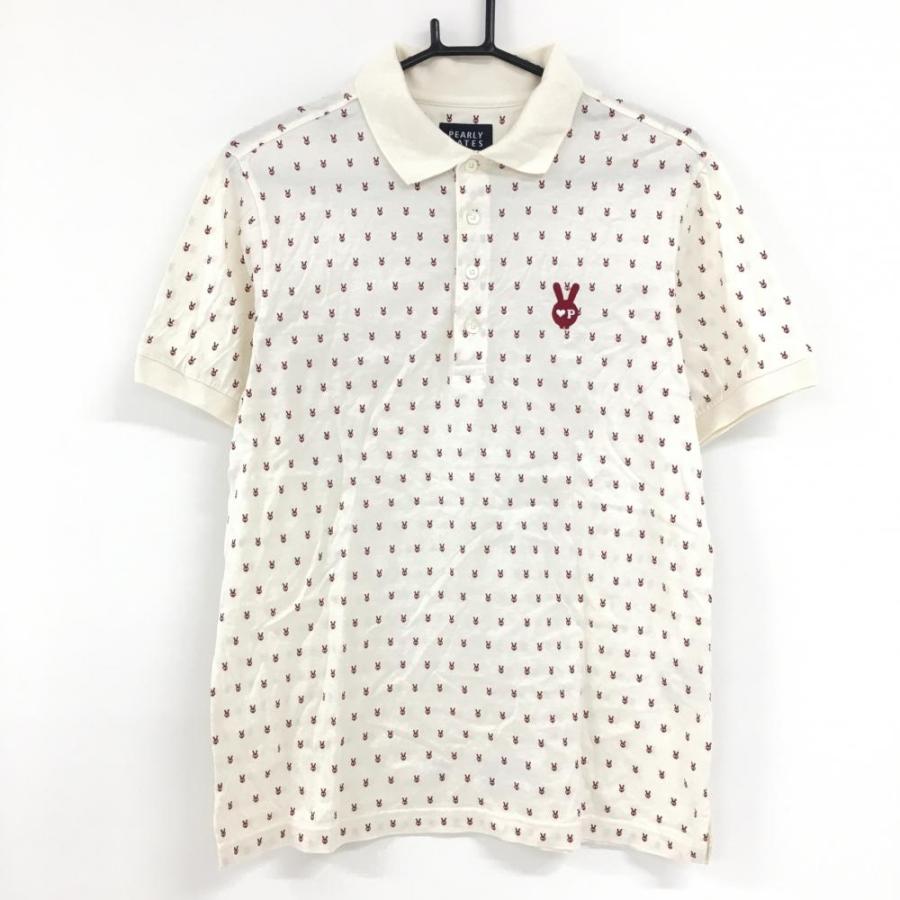 パーリーゲイツ 半袖ポロシャツ 白×ボルドー スカルラビット総柄