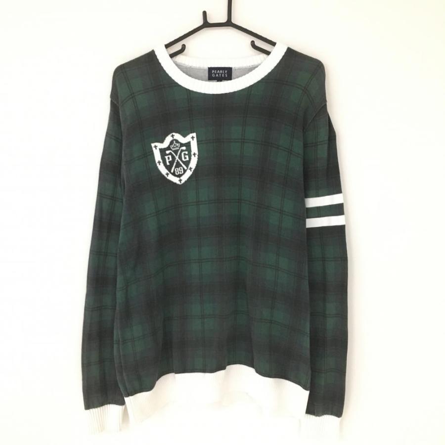 PEARLY GATES パーリーゲイツ ニットセーター チェック柄ゴルフウェア PEARLY GATES パーリーゲイツ ニットセーター ダークグリーン×黒