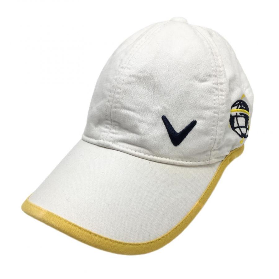 キャロウェイ キャップ 白×イエロー つば縁取り FR ゴルフウェア