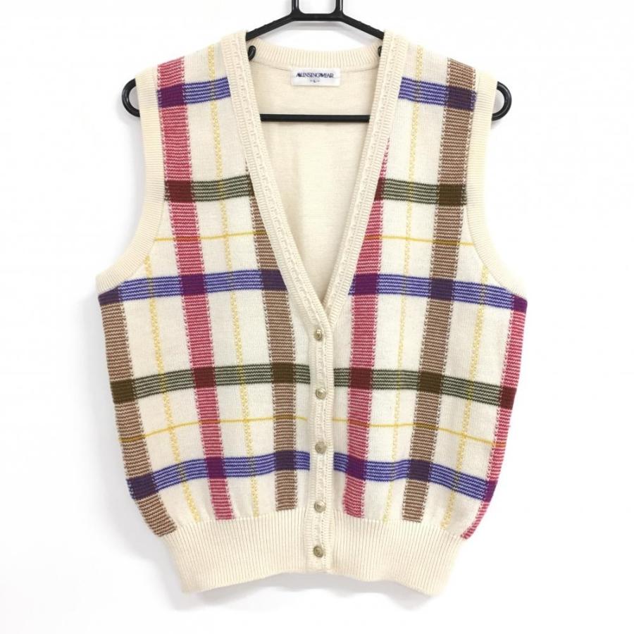 Munsingwear（マンシングウェア） ニットベスト アイボリー×レッド