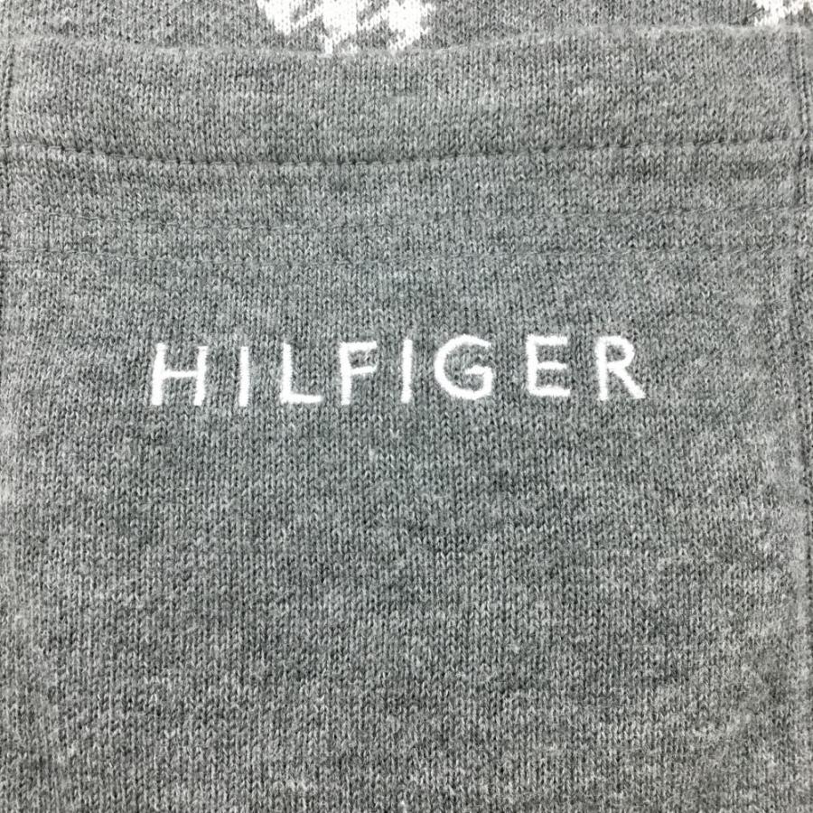 ​美品 トミーヒルフィガーゴルフ ニットワンピース 総柄 裾フレア XS 白 灰 TOMMY HILFIGER GOLF（トミー ヒルフィガー ゴルフ） ニットワンピース