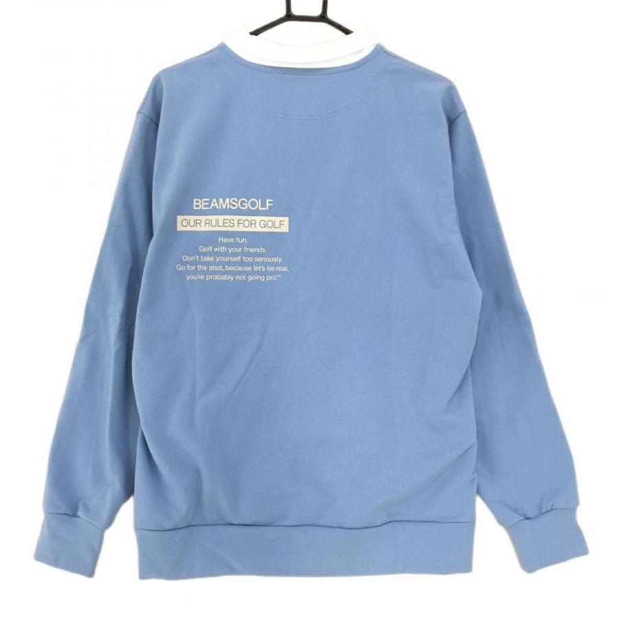 BEAMS ビームスゴルフ 長袖ポロシャツ ライトブルー×白 プル BEAMS ビームスゴルフ 長袖ポロシャツ ライトブルー×白 プル