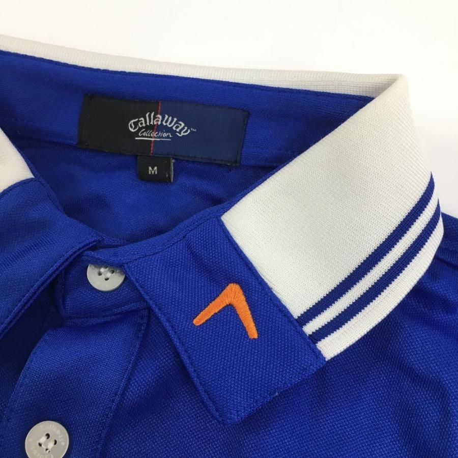 Callaway キャロウェイ 長袖ポロシャツ ブルー ワッペン 襟2本 Callaway キャロウェイ 長袖ポロシャツ ブルー ワッペン 襟2本