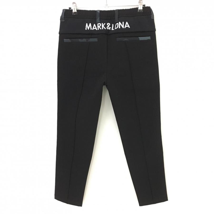 マークアンドロナ 48 パンツ ゴルフウェア MARK&LONA（マークアンドロナ） パンツ 黒×白 バックロゴ ウエストゴム