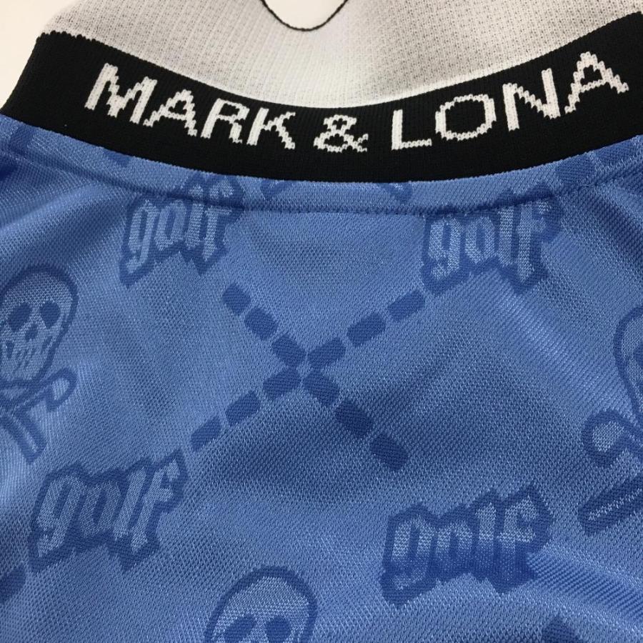 MARK&LONA（マークアンドロナ） 半袖ポロシャツ ブルー スカル総柄