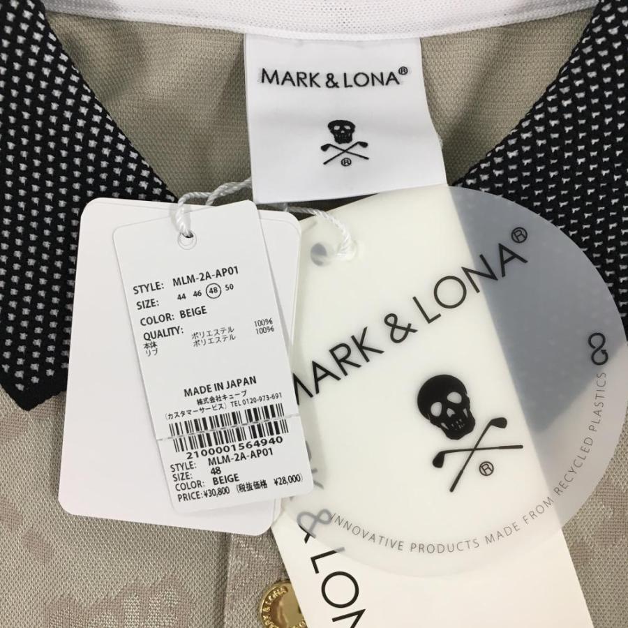 MARK&LONA（マークアンドロナ） 半袖ポロシャツ ベージュ×黒 スカル総