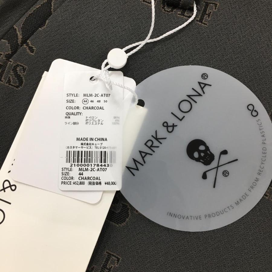 MARK & LONA ゴルフ スカル パンツ 黒 新品】マークアンドロナ パンツ 黒×白 スカル・ロゴ総柄 裾