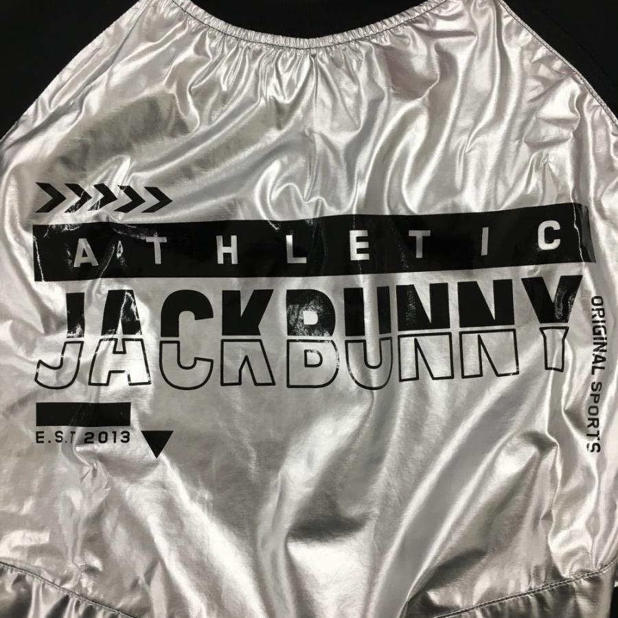 ジャックバニー　スニード　2way ロゴ　ブラック　シルバー　ゴルフウェア　4 Jack Bunny!!（ジャックバニー） 異素材2AWYスニード 黒×シルバー 裏地