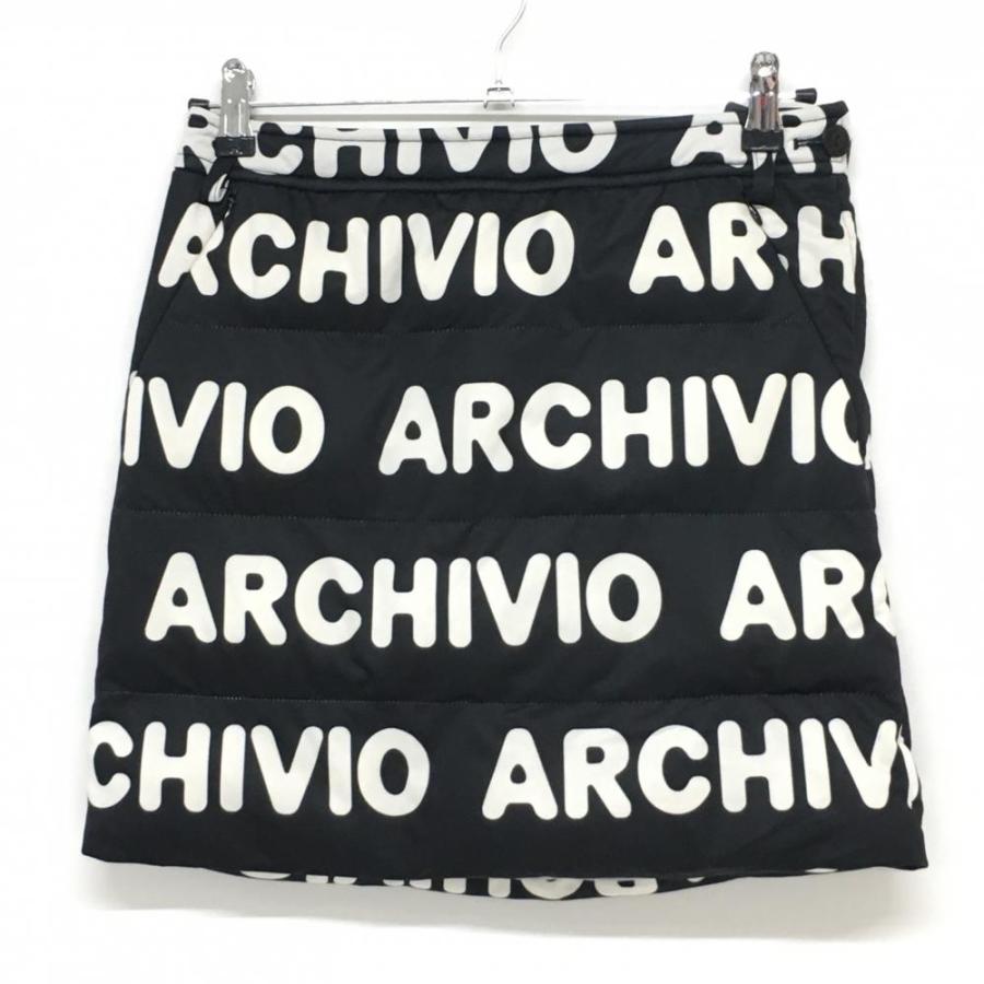 アルチビオ★ロゴ総柄★撥水★蓄熱素材★中綿スカート【サイズ36（S）】 美品】アルチビオ 中綿スカート 黒×白 ロゴ総柄 蓄熱裏地
