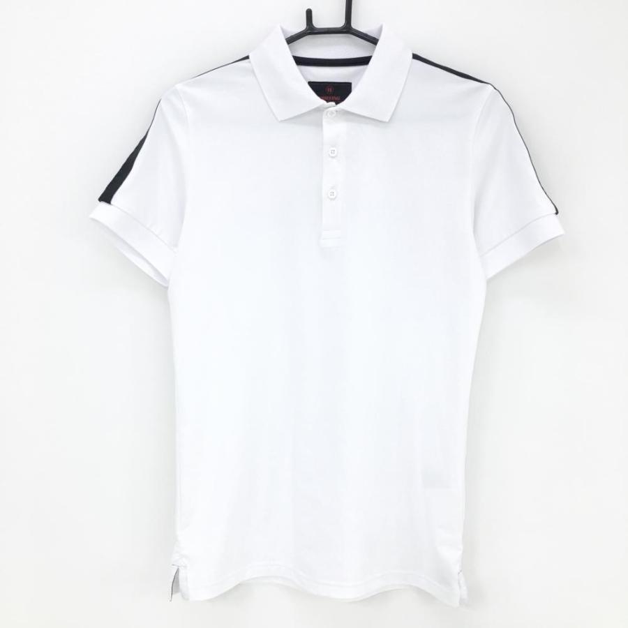 ブリーフィング 半袖ポロシャツ 白×黒 肩ロゴライン メンズ S ゴルフ