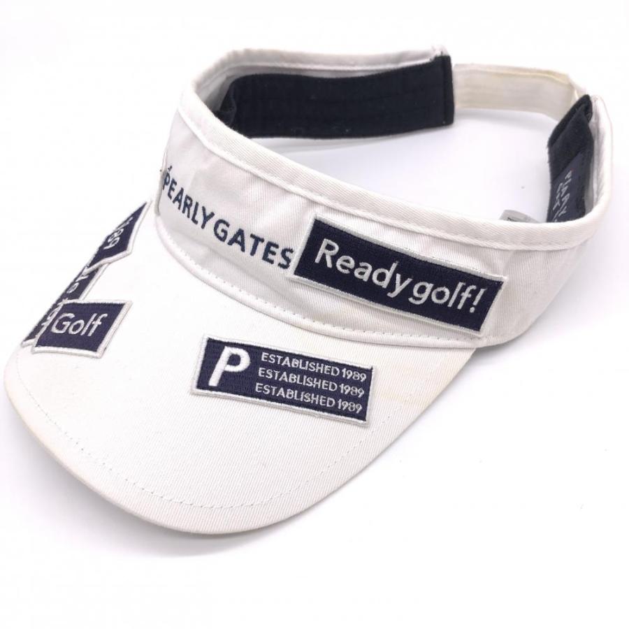 PEARLY GATES バイザー ホワイト×ネイビー ゴルフ パーリーゲイツ サンバイザー 白×ネイビー 複数ワッペン FR ゴルフ