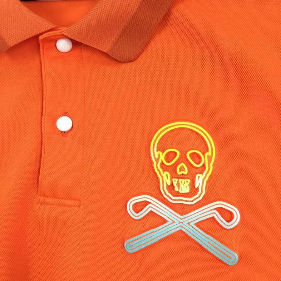 マークアンドロナ 半袖ポロシャツ オレンジ×イエロー 凹凸ロゴ メンズ