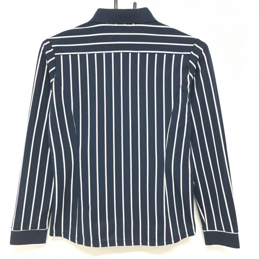 and per se（アンパスィ） 長袖ポロシャツ ネイビー×白 ストライプ