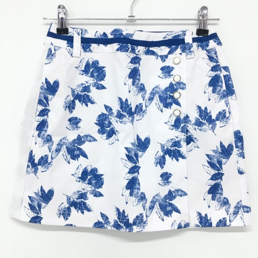 キャロウェイ スカート 白×ネイビー 葉柄 総柄 ストレッチ レディース