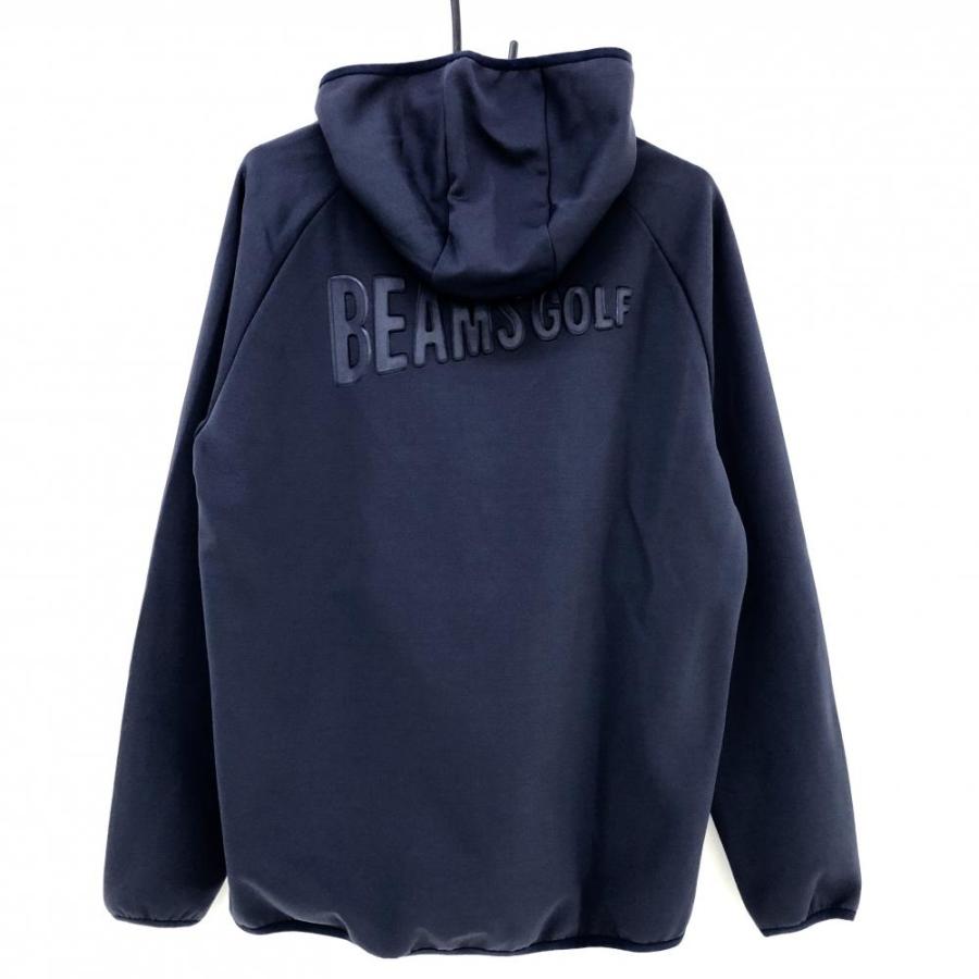 ビームスゴルフ パーカー ネイビー シンプル 立体ロゴ サイドジップ  