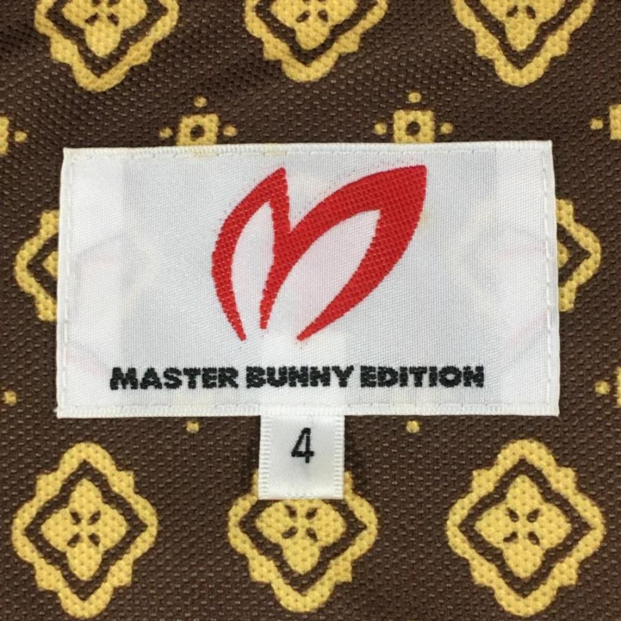 超美品】マスターバニー 半袖ポロシャツ ブラウン×イエロー 総柄 襟裏