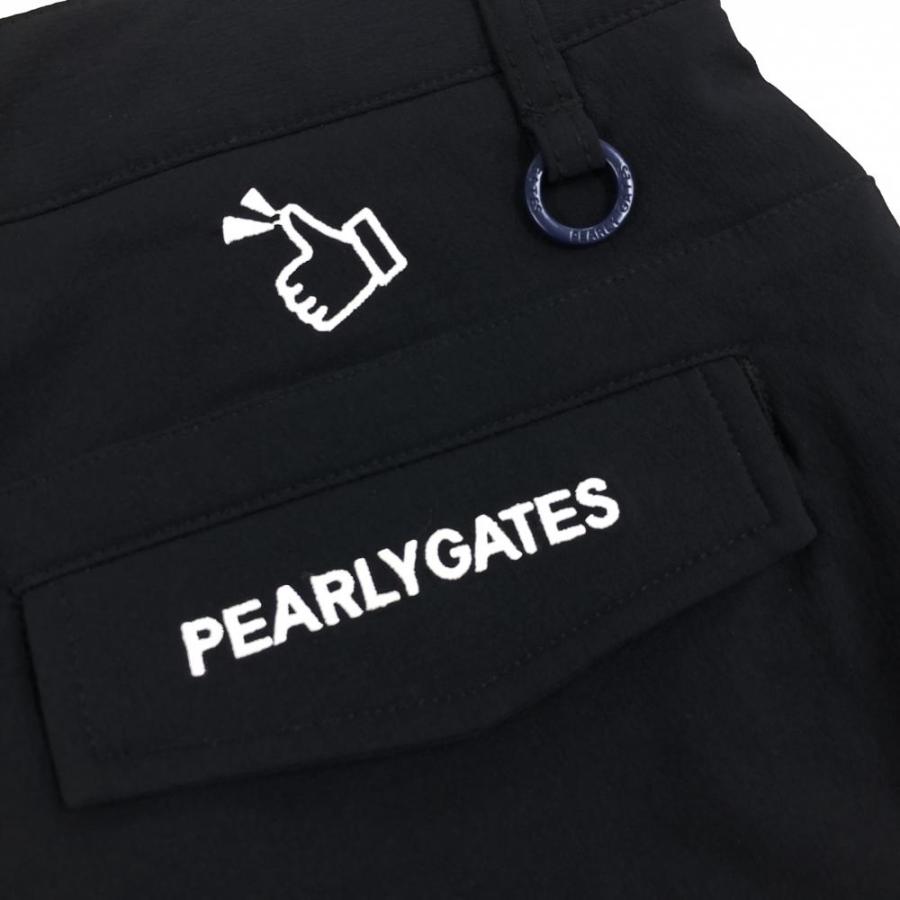 美品】パーリーゲイツ パンツ 黒×白 総柄 コットン混 メンズ 4(M