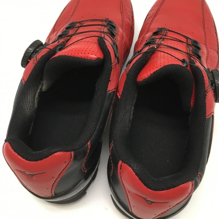 超美品】ミズノ ゴルフシューズ レッド×黒 51GM152762 ライトスタイル
