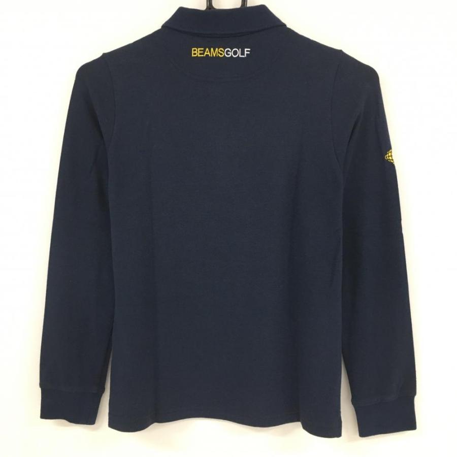 BEAMS ビームスゴルフ 長袖ポロシャツ ネイビー 花刺しゅう 日本 BEAMS ビームスゴルフ 長袖ポロシャツ ネイビー 花刺しゅう 日本