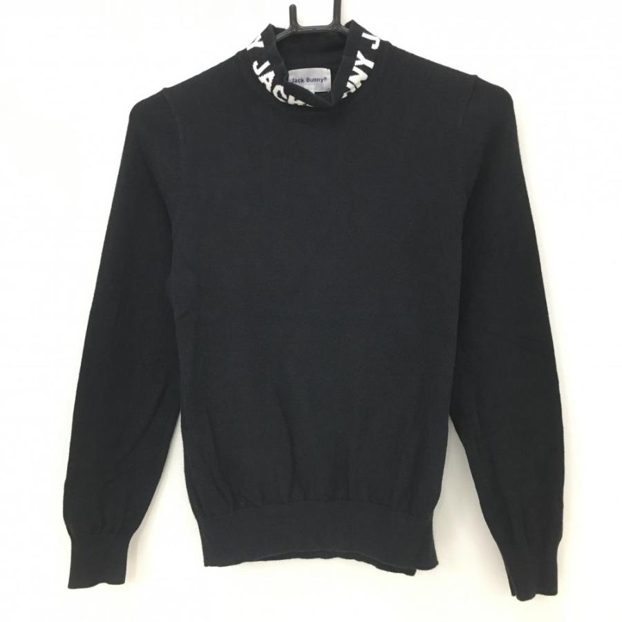 ジャックバニー セーター Sサイズ0 レディース ゴルフウェア ハイネック Jack Bunny!!（ジャックバニー） ハイネックセーター 黒×白 ニット