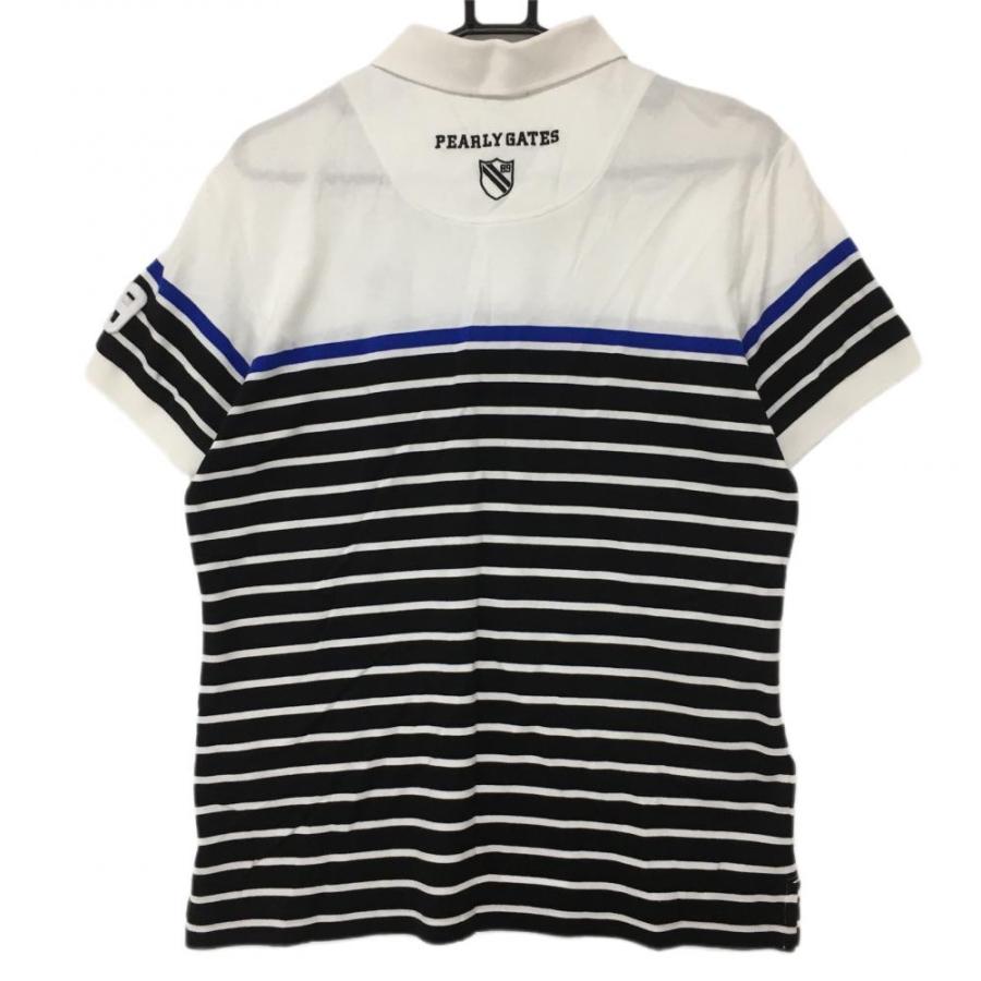 美品　パーリーゲイツ　ポロシャツ　4 メンズ　ボーダー　PEARLYGATES PEARLY GATES パーリーゲイツ 半袖ポロシャツ ネイビー×パープル
