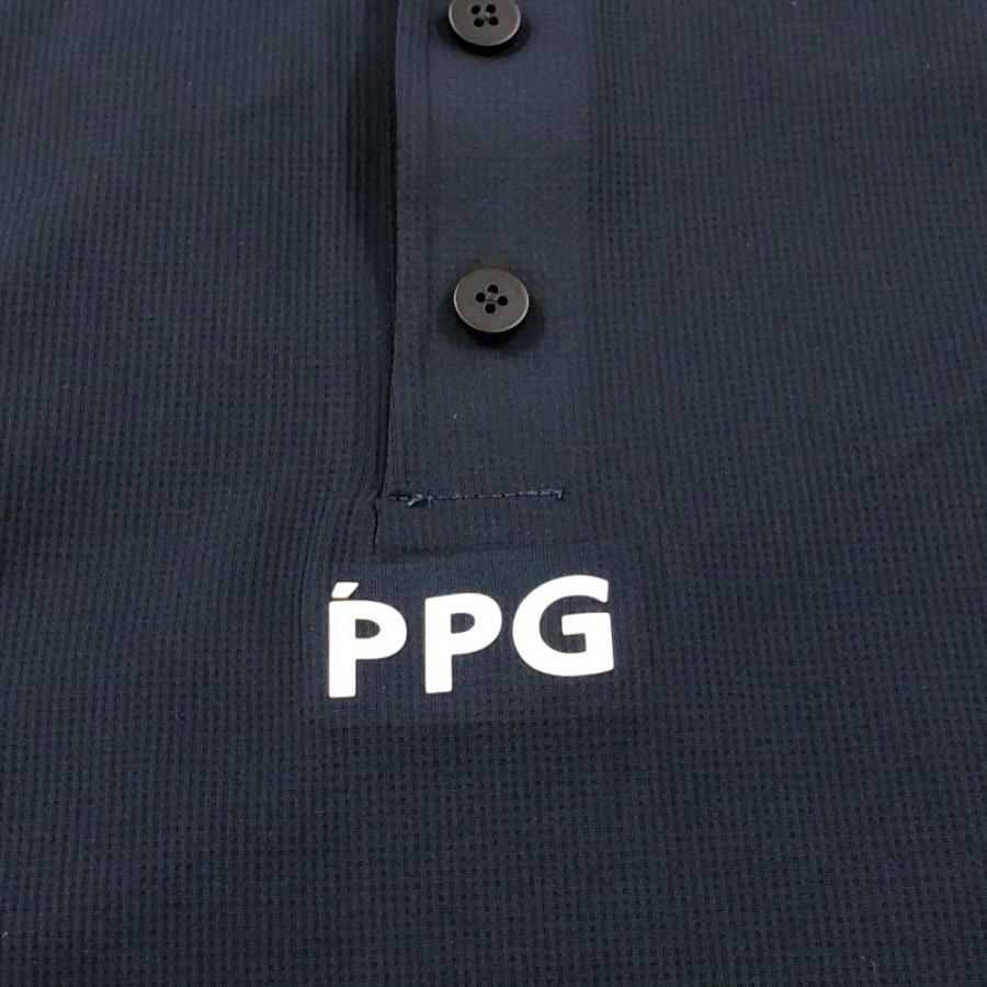 パーリーゲイツ PGG 半袖ポロシャツ ネイビー×白 袖ライン 薄手 メンズ