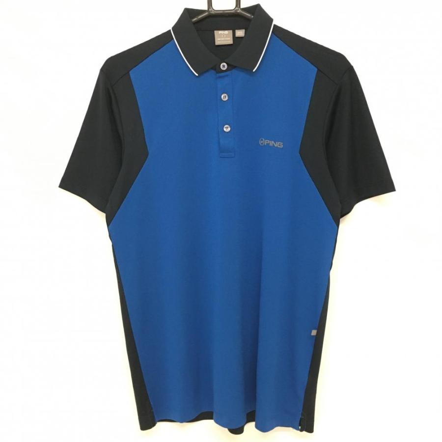 ○★新品未使用　PING（ピン） ロゴ ポロシャツ　S　ネイビー PING ピン 半袖ポロシャツ ブルー×ダークネイビー sensorcool