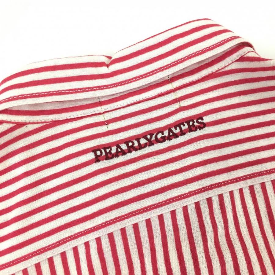 PEARLY GATES パーリーゲイツ 長袖シャツ レッド×白 ストライプ PEARLY GATES パーリーゲイツ 長袖シャツ レッド×白 ストライプ