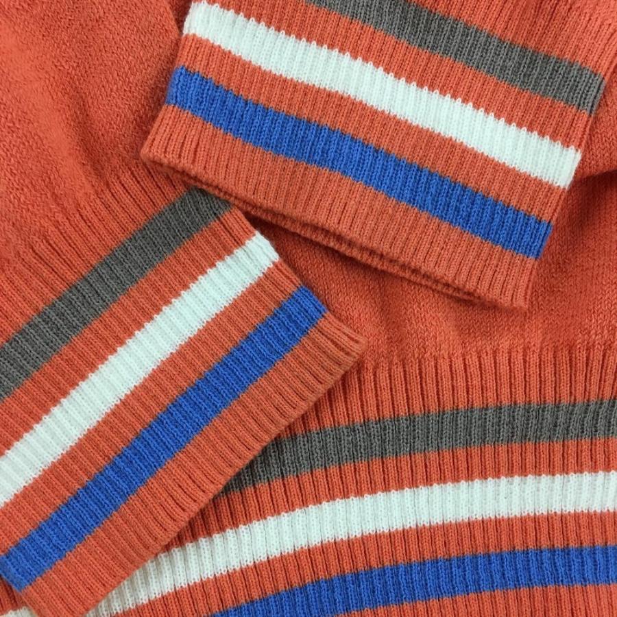adidas（アディダス） セーター オレンジ×グレー ニット Vネック