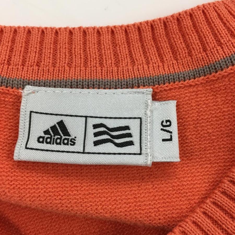 adidas（アディダス） セーター オレンジ×グレー ニット Vネック