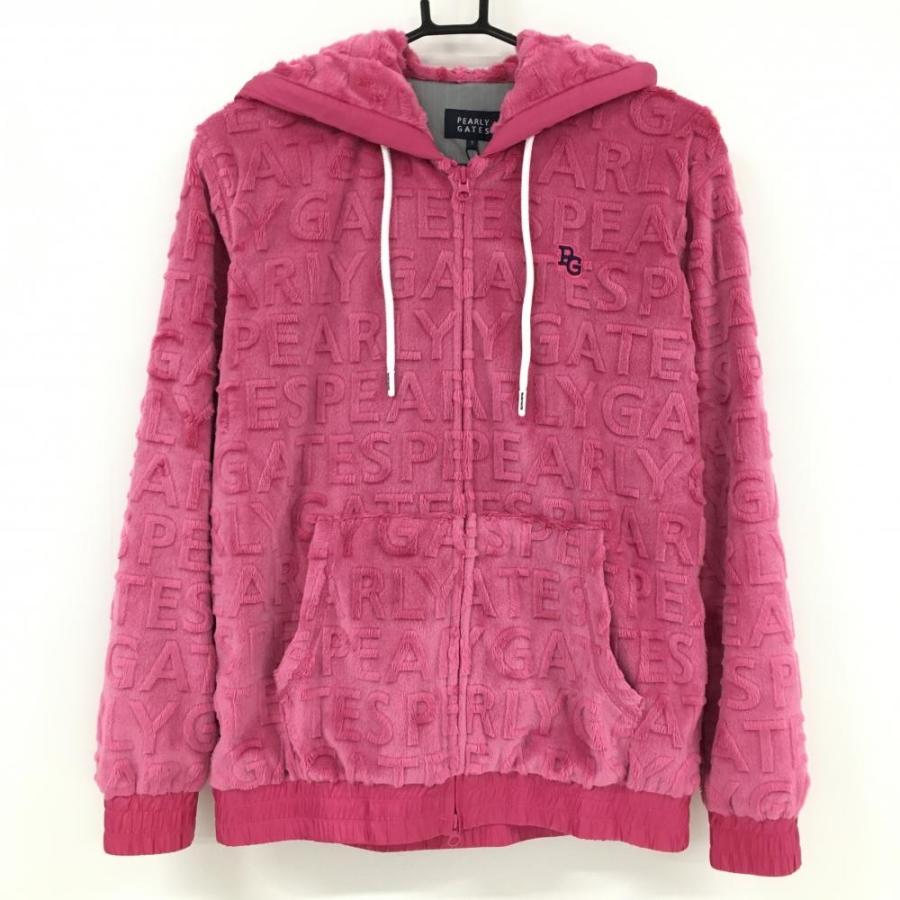 PEARLY GATES パーリーゲイツ ボアパーカー ピンク 凹凸ロゴ 蓄熱裏地