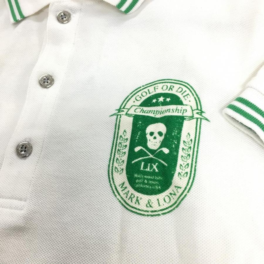 MARK&LONA（マークアンドロナ） 半袖ポロシャツ 白×グリーン ダメージ