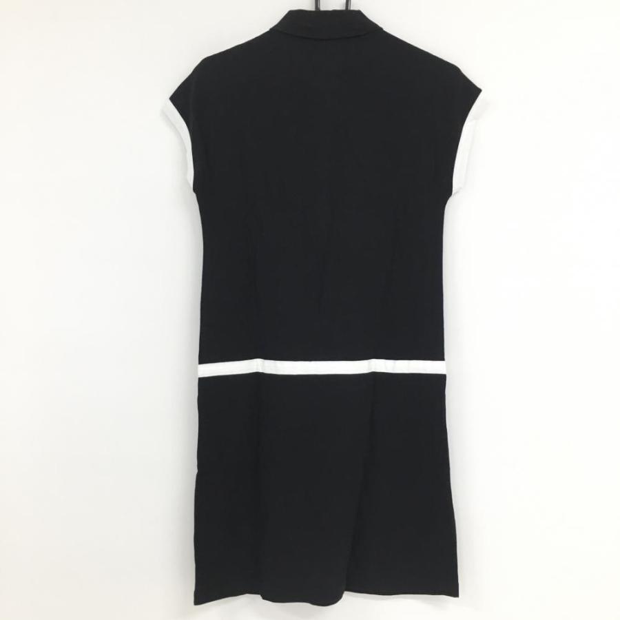 超美品】ラコステ 半袖ポロワンピース 黒×白 ウエスト調節紐 スナップ