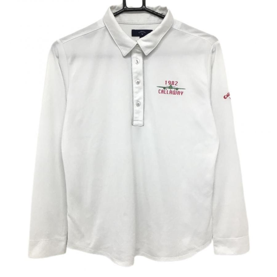 Callaway（キャロウェイ） 長袖ポロシャツ 白 ロゴピンク レディース